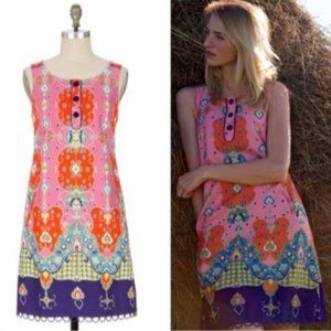 Anthro - Maeve Orava Pink Retro Floral Shift Dress
